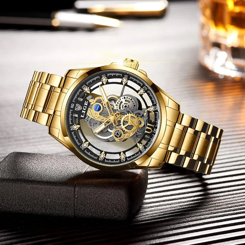 For classic elegance LIGE Skeleton Dial 2024