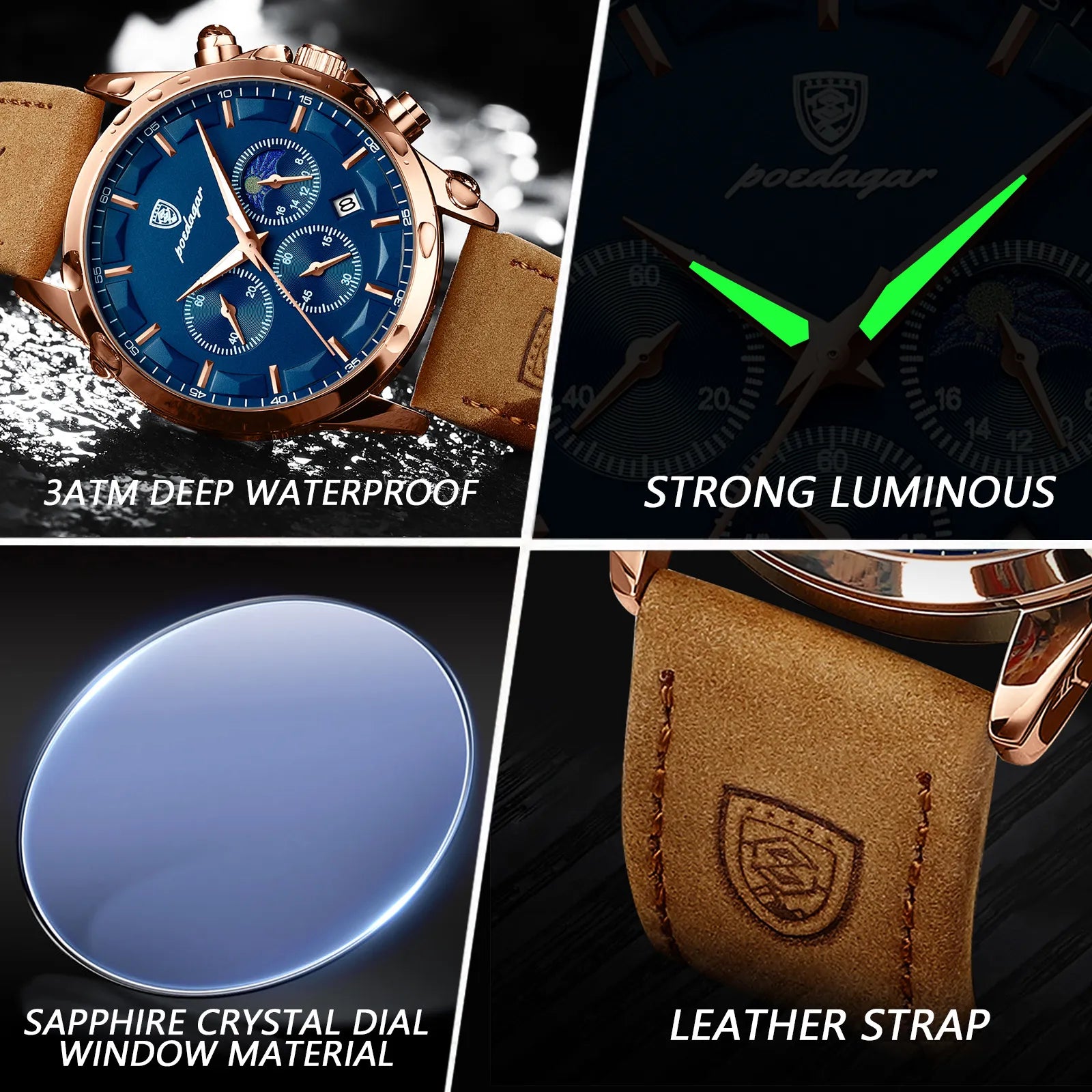 FREE POEDAGAR Luxury Leather Watch - Prime Drop